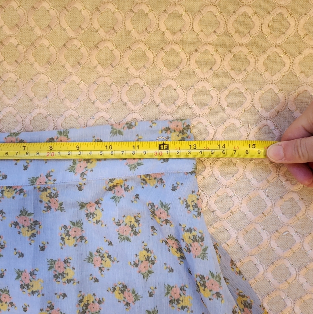 Eddy Women's One Of A Kind Sample Sky Blue Floral Midi Skirt, Size S NWT - Picture 5 of 7